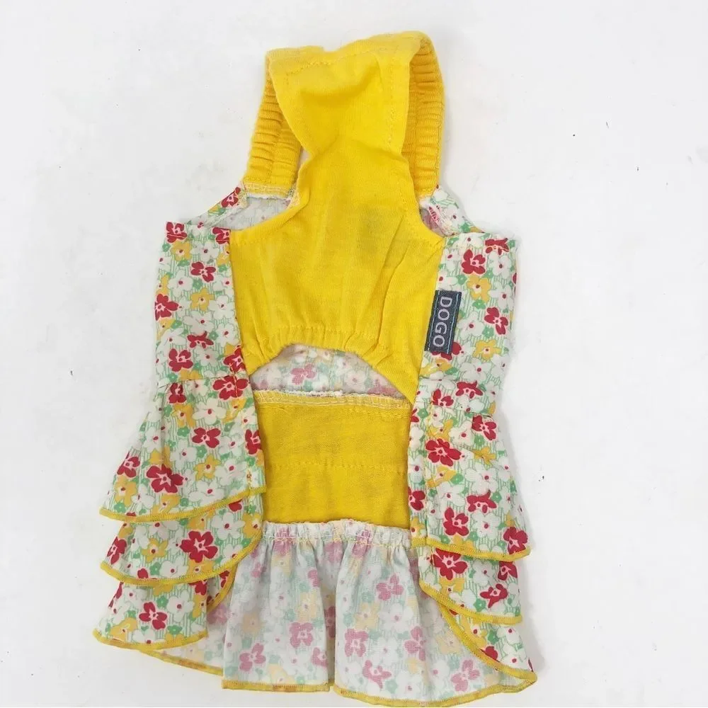 DOGGO | Floral Spring Dog Dress Yellow Accents and Bow Size X-Small NWOT